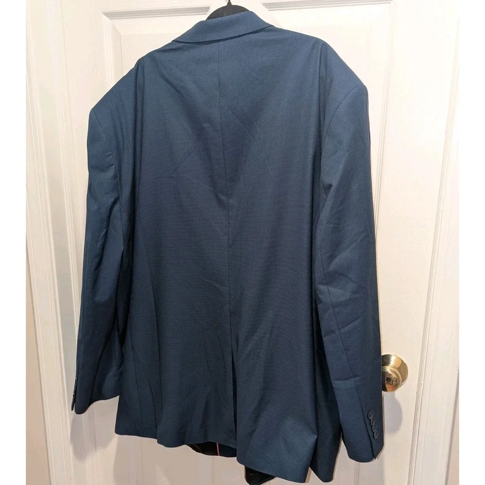 Modern Microcheck Navy Sport Coat Blazer 56L Big Tall Business Wedding Career